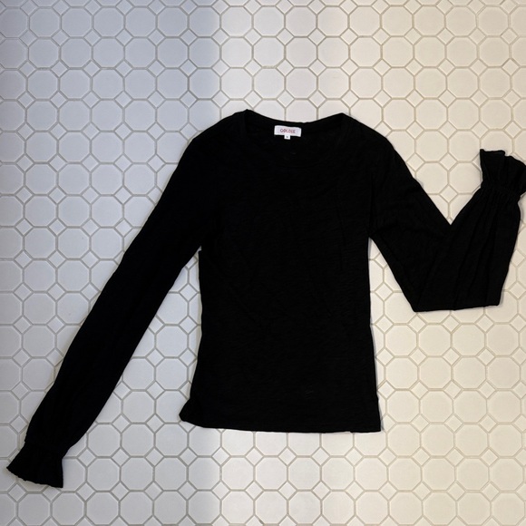 Goldie Black Long Ruffle Sleeve Top - Picture 1 of 4